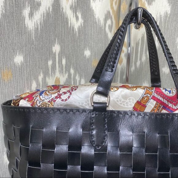 Ralph Lauren Black Calf Leather Basketweave Shopper Tote Hand Bag - Picture 7 of 16